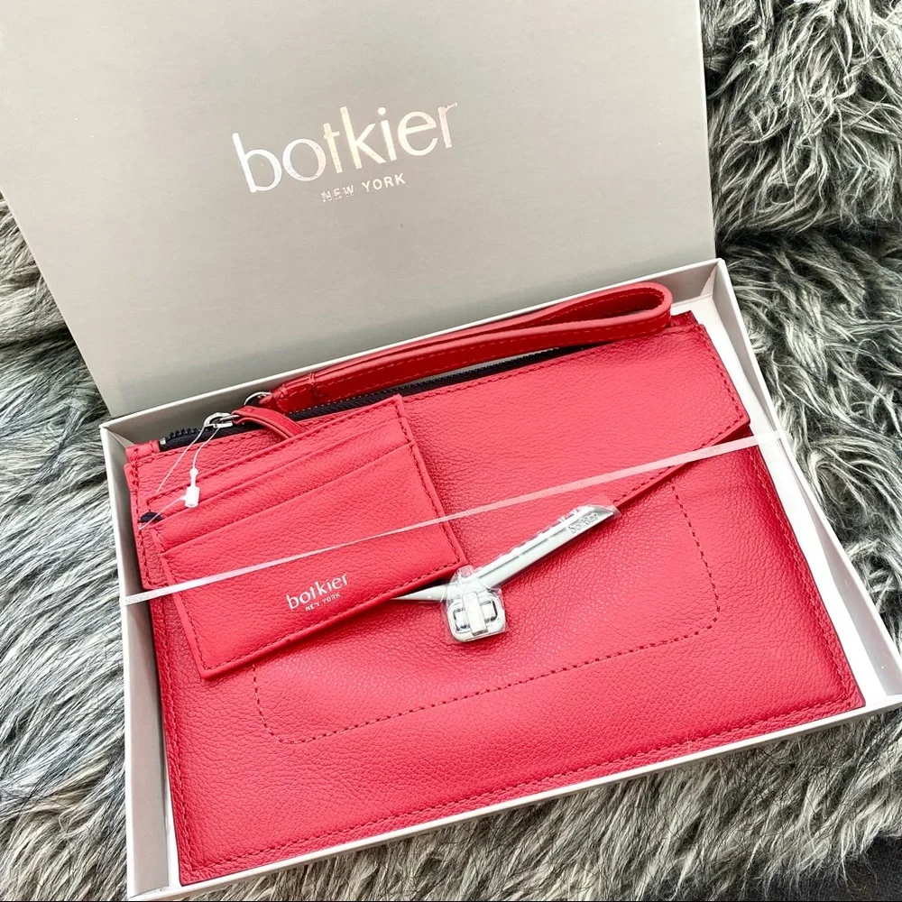 NWT Botkier genuine leather wristlet wallet gift set red